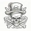 strawhat skull and crossbones tattoo design idea