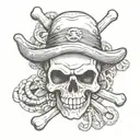 strawhat skull and crossbones tattoo design idea