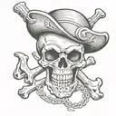 strawhat skull and crossbones tattoo design idea