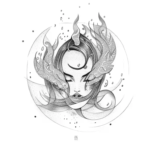 fire and rain tattoo design idea
