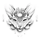 Enchanted forest with whimsical creatures playing with children tattoo design idea