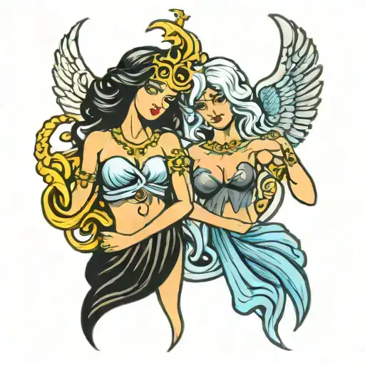 Virgo and Gemini sign tattoo design idea