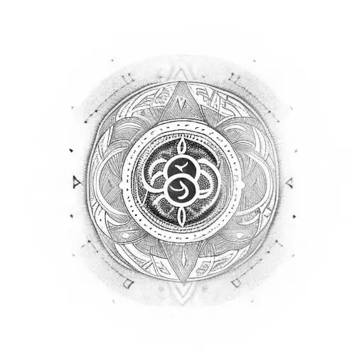 nordic vegvisir with jormungand tattoo design idea