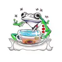 frog who is drinking bear and dancing on the table in the classic irisj bar  tattoo design idea