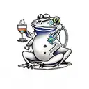 frog who is drinking bear and dancing on the table in the classic irisj bar  tattoo design idea