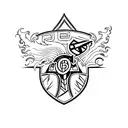 Combine the Palmeiras logo with the number 7 in a minimalist style tattoo design idea