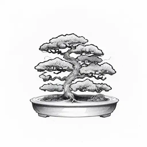 man hanging off a mountain trimming a bonsai tree tattoo design idea