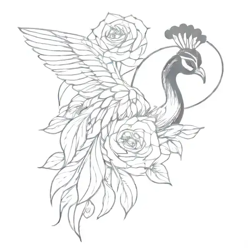 Apache, Rose, Peacock  tattoo design idea