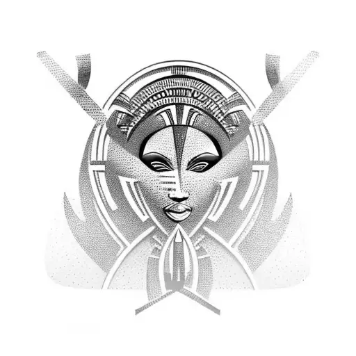 Greek goddess African  tattoo design idea