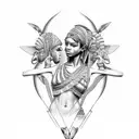 Greek goddess African  tattoo design idea