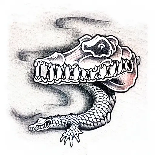 alligator skull ak-47 tattoo design idea