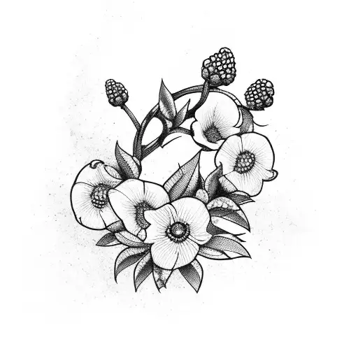 Floral Blackberry Tattoo by Dorota Masalska