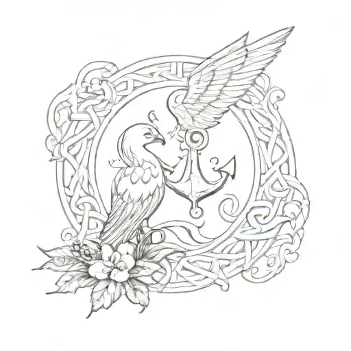 phoenix, arrow, lili, circle, olive branch, Celtic knot, feather, anchor, dove,  tattoo design idea