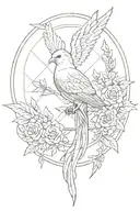 phoenix, arrow, lili flower dominant, circle, olive branch, Celtic knot, feather, anchor, small dove. for shoulder tattoo design idea