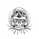 ss soldier firing rocket out of human skull eye socket tattoo design idea