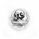 ss soldier firing rocket out of human skull eye socket tattoo design idea