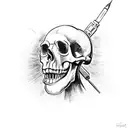 wehrmacht soldier firing bazooka rocket out of right eyesocket of a human skull tattoo design idea