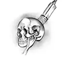 wehrmacht soldier firing bazooka rocket out of right eyesocket of a human skull tattoo design idea