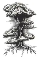 fire and thunder storm with lightning tattoo design idea