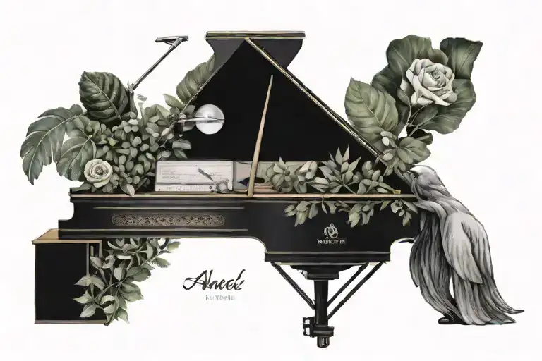 A tattoo design inspired by Avicii's music, incorporating elements of nature and technology to symbolize his uni tattoo design idea