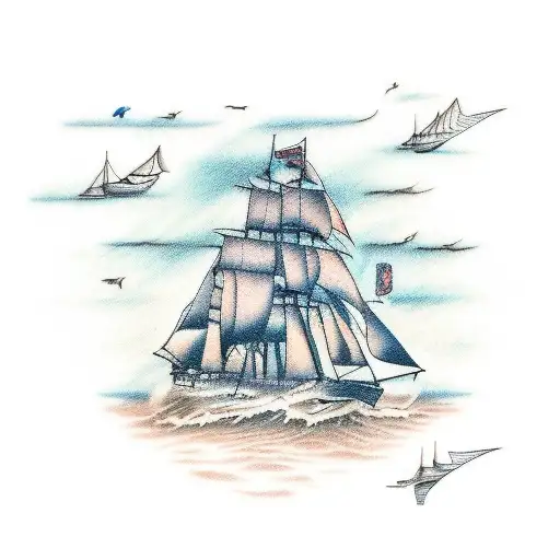 dessine un voilier composé des lettres suivantes: C D F J L M tattoo design idea