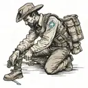 confederate soldier kneeling holding a head  tattoo design idea