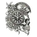 half skeleton half clock hand tattoo design tattoo design idea