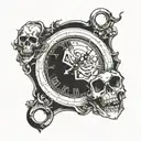 half skeleton 2 go half clock hand tattoo design featuring tattoo design idea