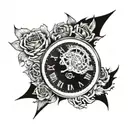 half skeleton 2 go half clock hand tattoo design featuring tattoo design idea