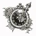 half skeleton 2 go half clock hand tattoo design featuring tattoo design idea