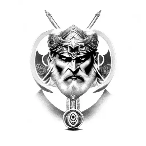Odin hooded face tattoo design idea