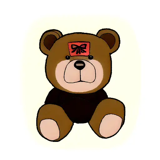 teddy bear head samurai tattoo design idea