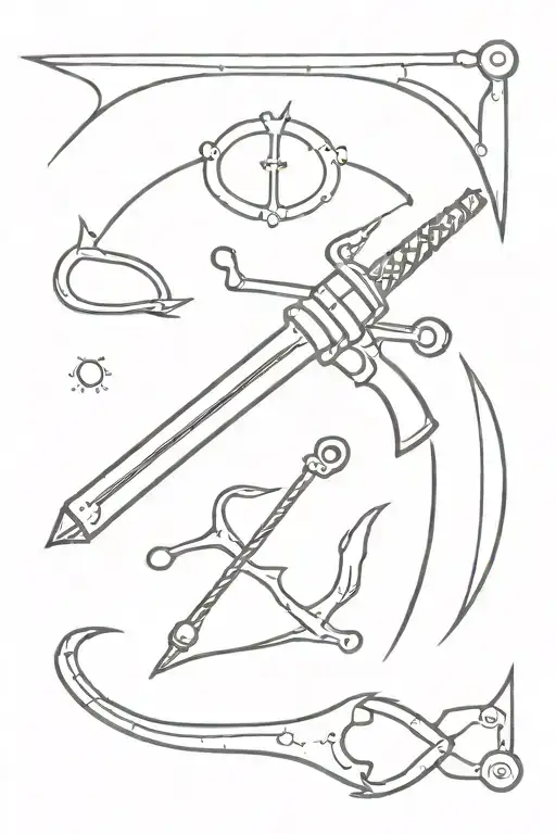 flail weapon tattoo design idea