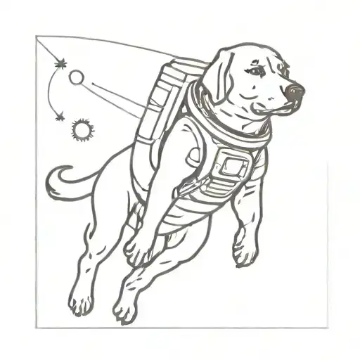 Astronaut dog tattoo design idea