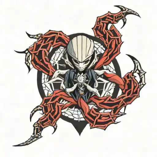 phantom troupe spider with kurapika chain wrapped tattoo design idea