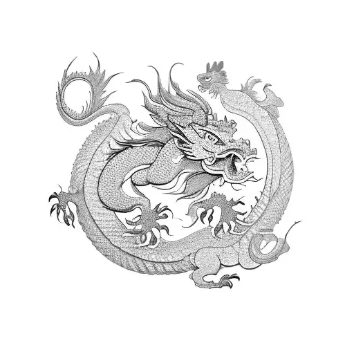 dragon and rooster and horse and pig Chinese zodiac tattoo design idea