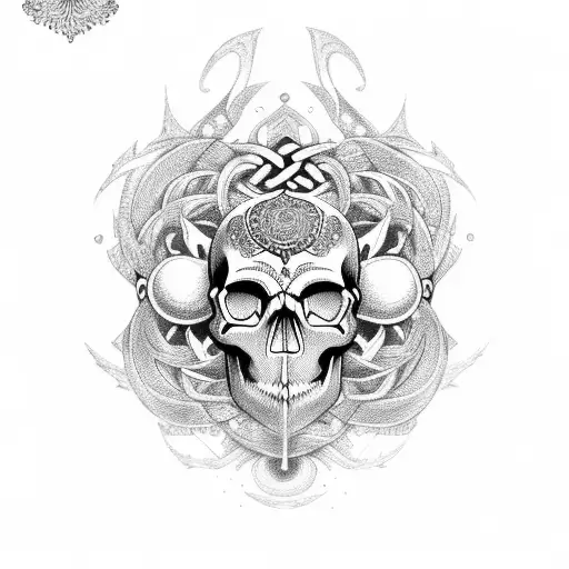 Skull with celtic ornaments tattoo design idea
