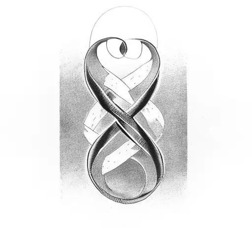 Infinity Symbol with till death do us part text in the middle and a red heart after tattoo design idea