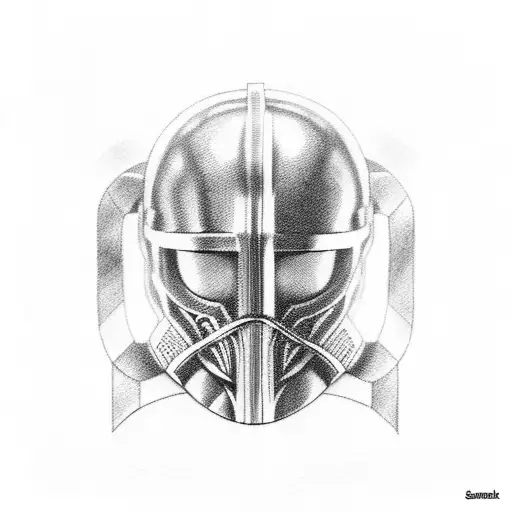 spartan helmet holy cross half sleeve tattoo design idea