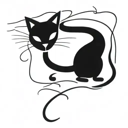lucky chinese black cat  tattoo design idea