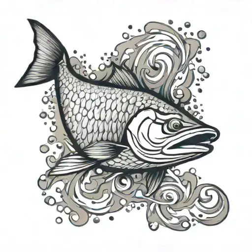 tarpon rolling on surface of water tattoo design idea