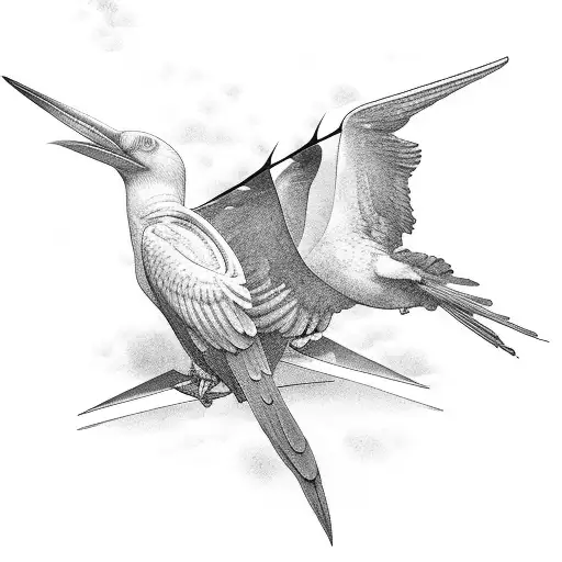 two frigate birds flying in opposite directions tattoo design idea