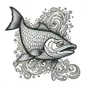 tarpon rolling on surface of water tattoo design idea