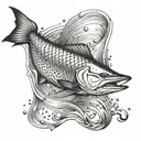 tarpon rolling on surface of water tattoo design idea