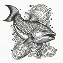 tarpon rolling on surface of water tattoo design idea