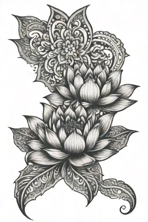 mandala and lotus flower tattoo design idea