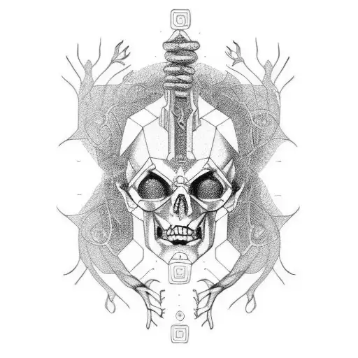 Upper half of body 6 armed god  tattoo design idea