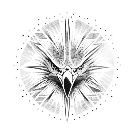 Eagle red rising to sun  tattoo design idea