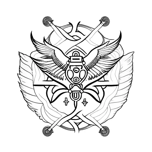 Create a tattoo of a stylized Caduceus symbol with helicopter wings, symbolizing the client's dual interests in medicine and aviation tattoo design idea