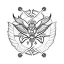 Create a tattoo of a stylized Caduceus symbol with helicopter wings, symbolizing the client's dual interests in medicine and aviation tattoo design idea